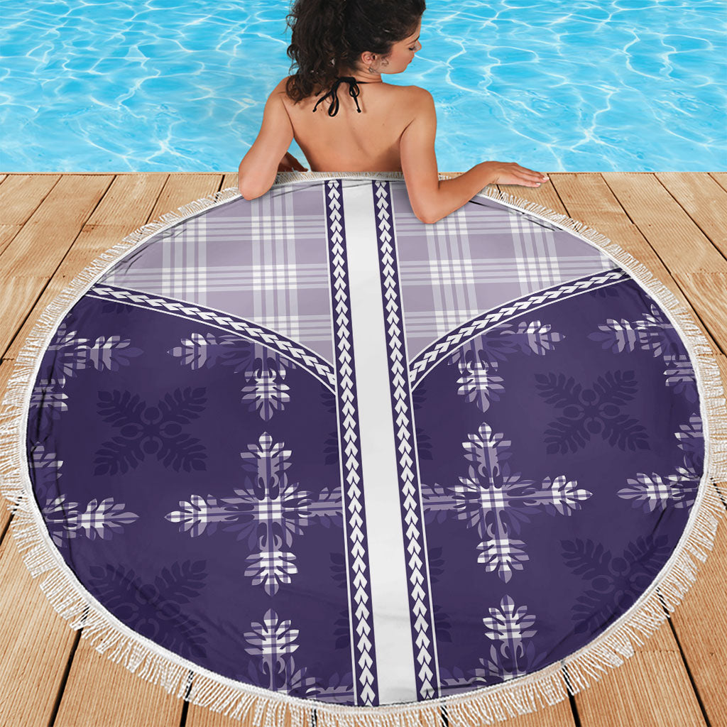 Purple Hawaii Paniolo Quilt Motif Beach Blanket
