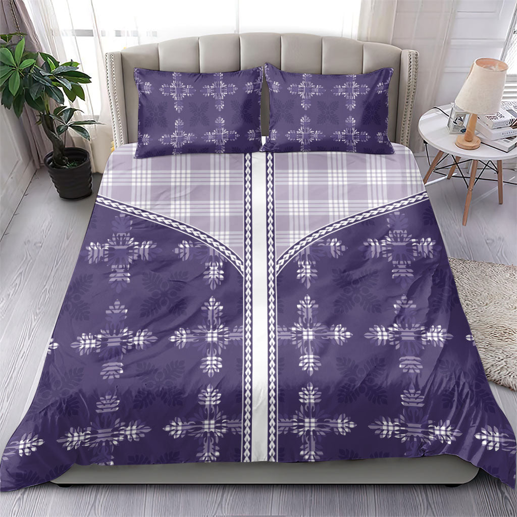Purple Hawaii Paniolo Quilt Motif Bedding Set