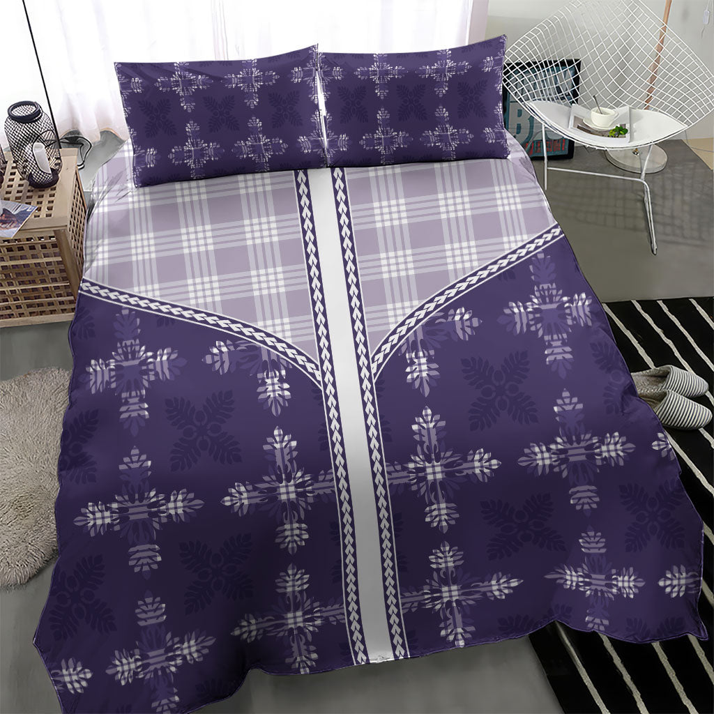 Purple Hawaii Paniolo Quilt Motif Bedding Set