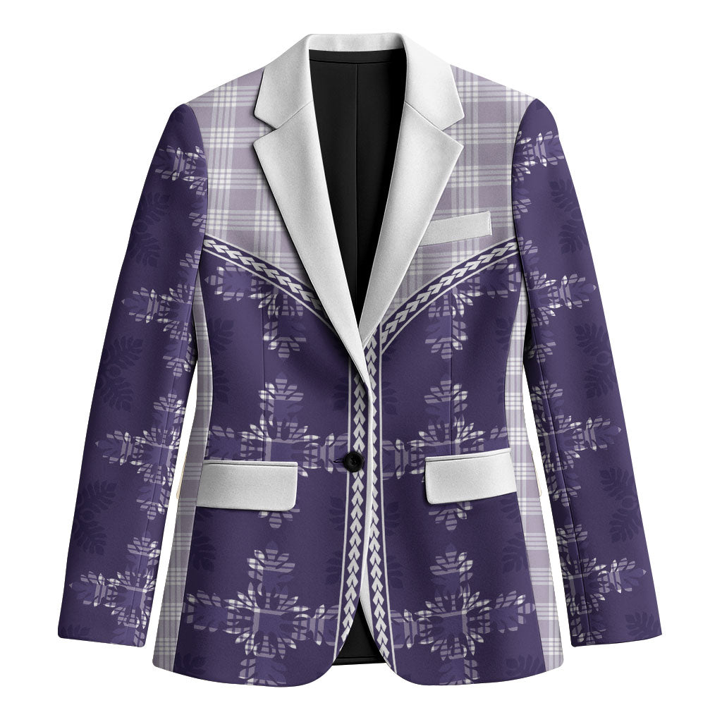 Purple Hawaii Paniolo Quilt Motif Blazer