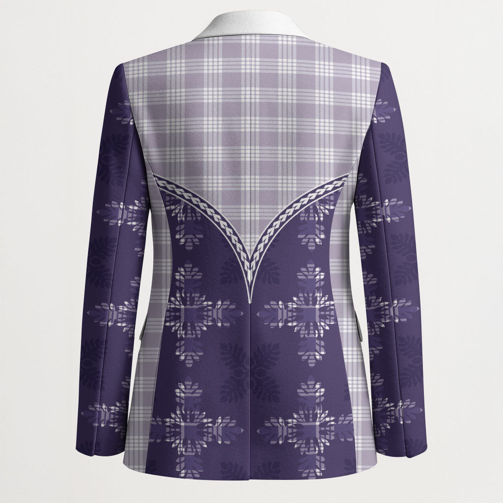 Purple Hawaii Paniolo Quilt Motif Blazer
