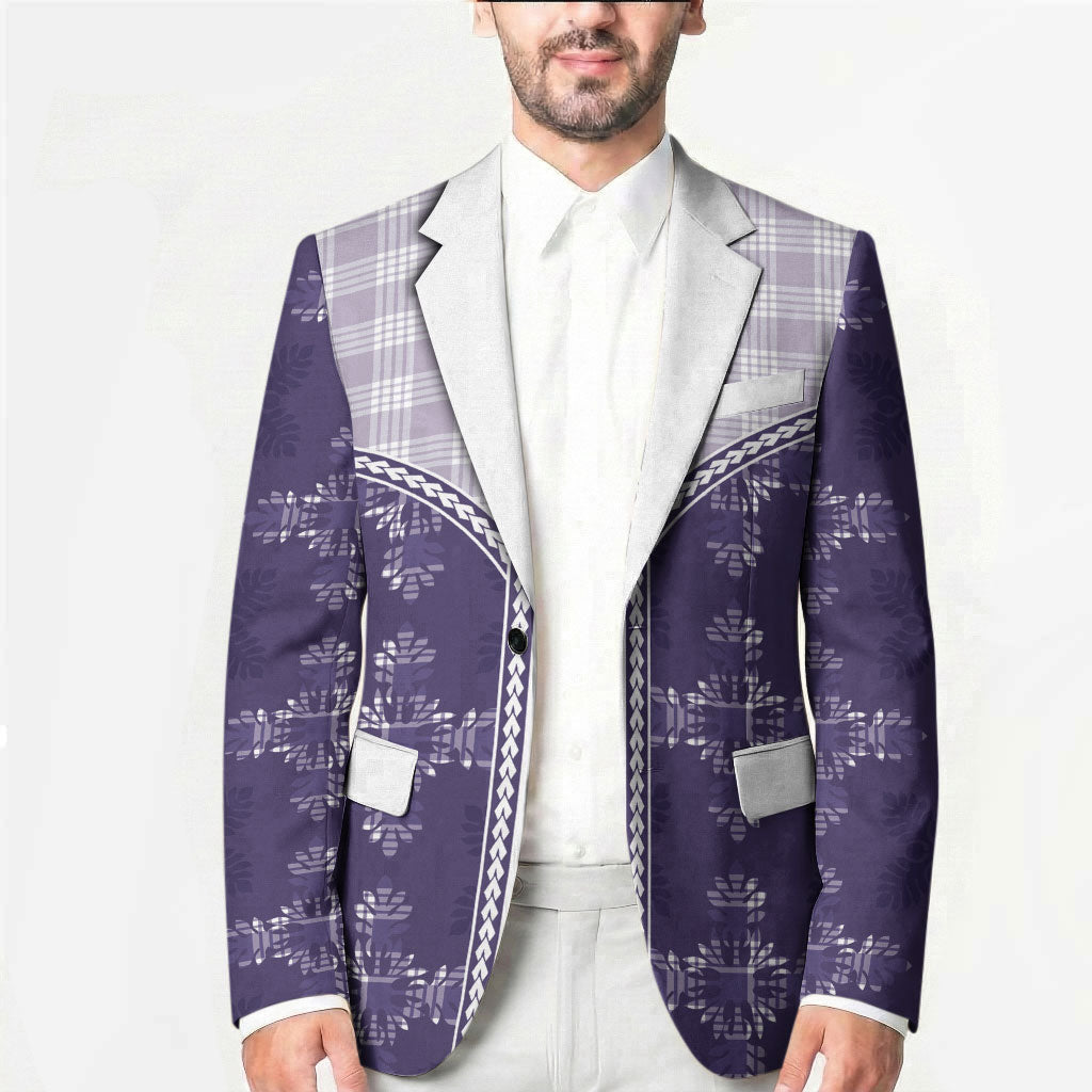 Purple Hawaii Paniolo Quilt Motif Blazer