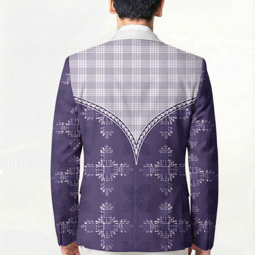 Purple Hawaii Paniolo Quilt Motif Blazer