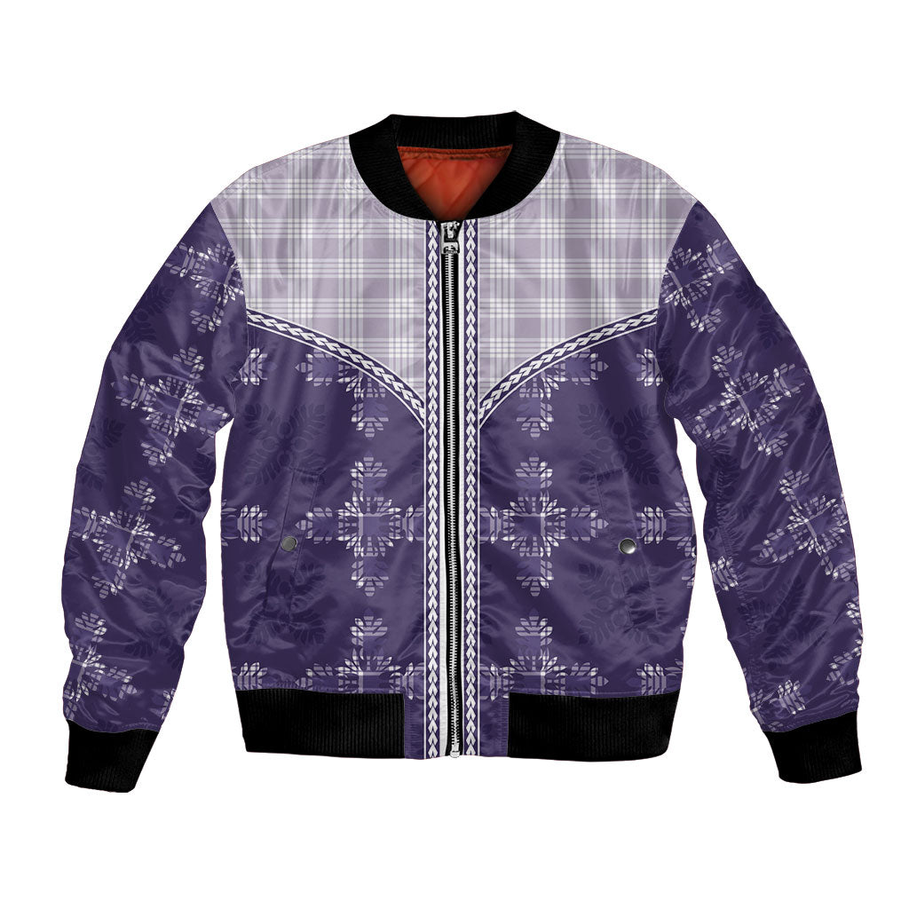 Purple Hawaii Paniolo Quilt Motif Bomber Jacket