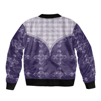 Purple Hawaii Paniolo Quilt Motif Bomber Jacket