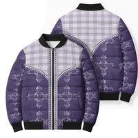 Purple Hawaii Paniolo Quilt Motif Bomber Puffer Jacket