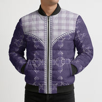 Purple Hawaii Paniolo Quilt Motif Bomber Puffer Jacket