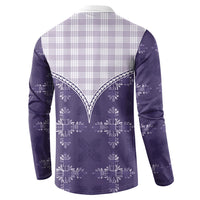 Purple Hawaii Paniolo Quilt Motif Button Sweatshirt