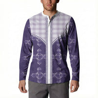 Purple Hawaii Paniolo Quilt Motif Button Sweatshirt