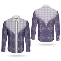 Purple Hawaii Paniolo Quilt Motif Couples Matching Summer Maxi Dress and Long Sleeve Button Shirt