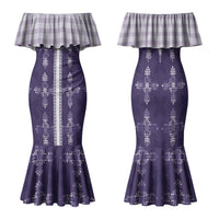 Purple Hawaii Paniolo Quilt Motif Family Matching Mermaid Dress and Hawaiian Shirt