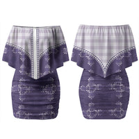 Purple Hawaii Paniolo Quilt Motif Family Matching Off Shoulder Short Dress and Hawaiian Shirt