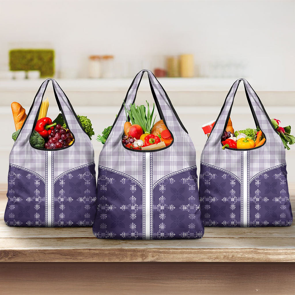 Purple Hawaii Paniolo Quilt Motif Grocery Bag