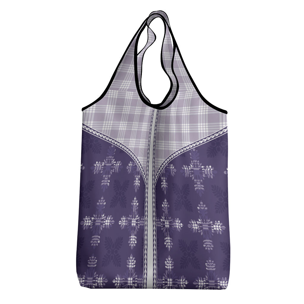 Purple Hawaii Paniolo Quilt Motif Grocery Bag