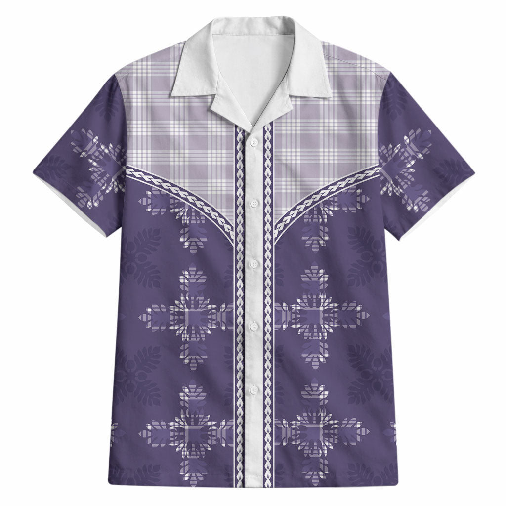 Purple Hawaii Paniolo Quilt Motif Hawaiian Shirt