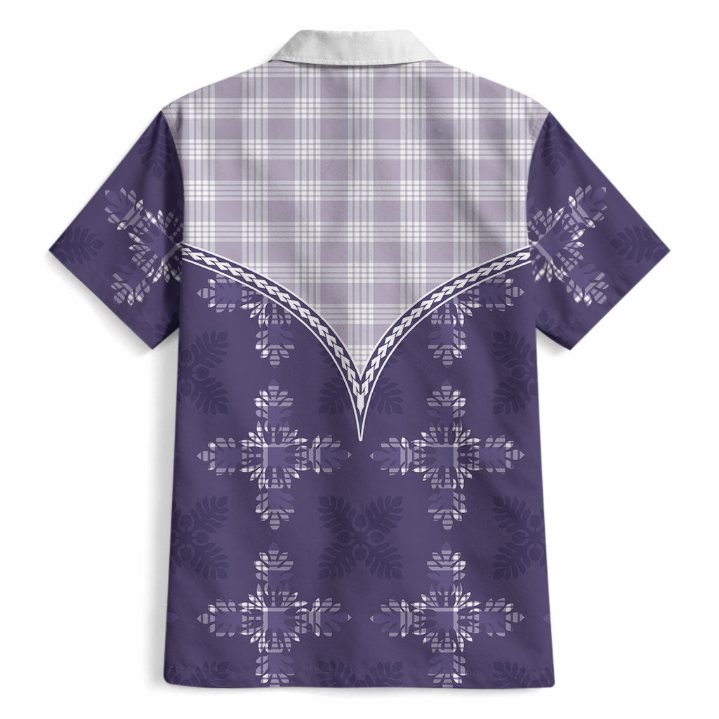 Purple Hawaii Paniolo Quilt Motif Hawaiian Shirt
