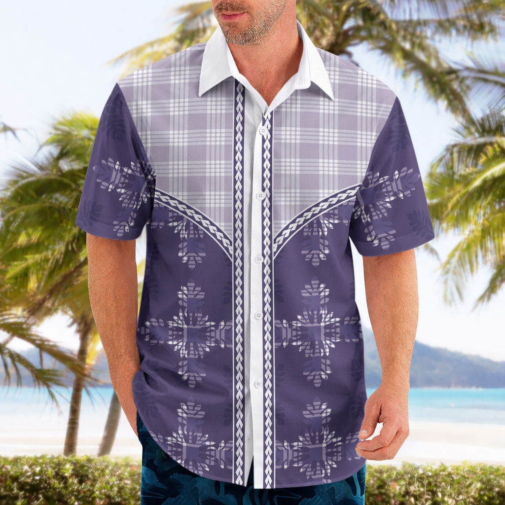 Purple Hawaii Paniolo Quilt Motif Hawaiian Shirt