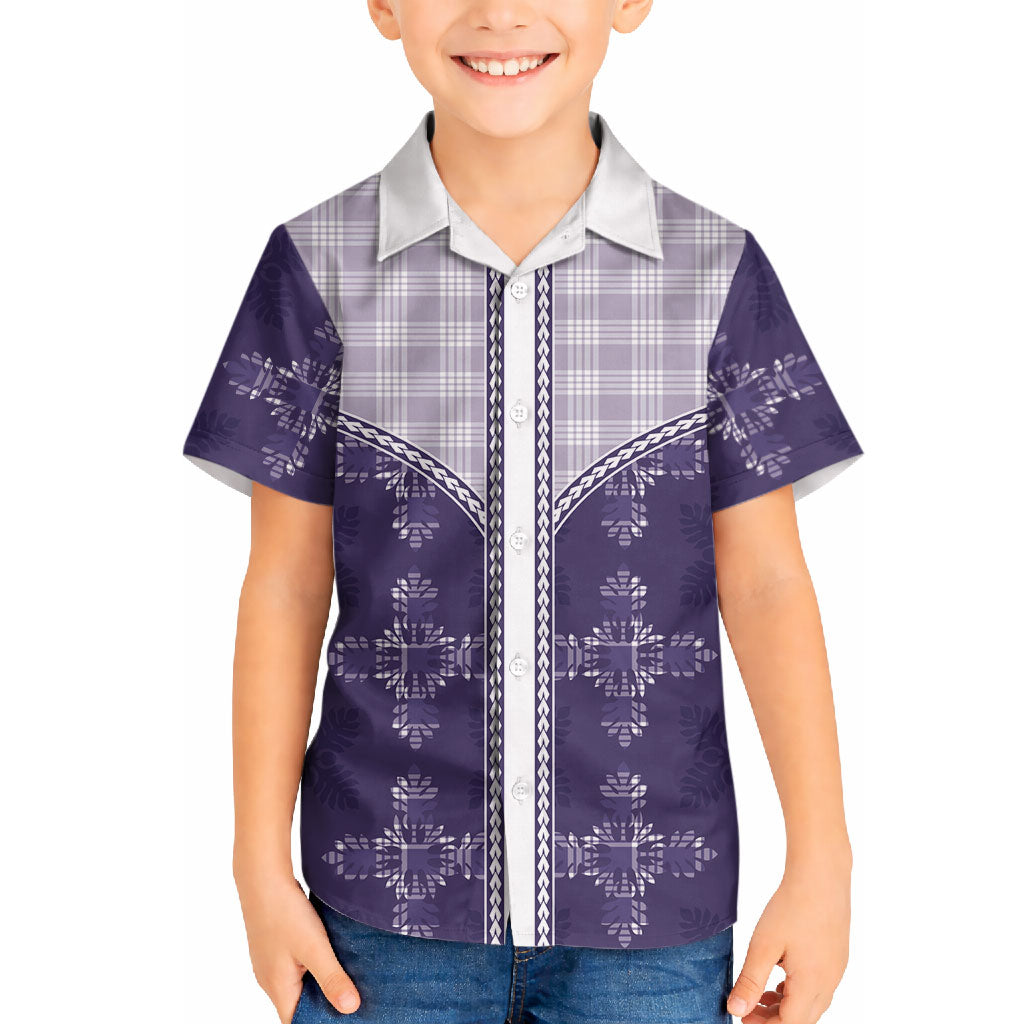 Purple Hawaii Paniolo Quilt Motif Hawaiian Shirt