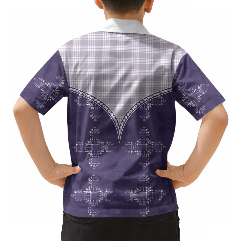 Purple Hawaii Paniolo Quilt Motif Hawaiian Shirt