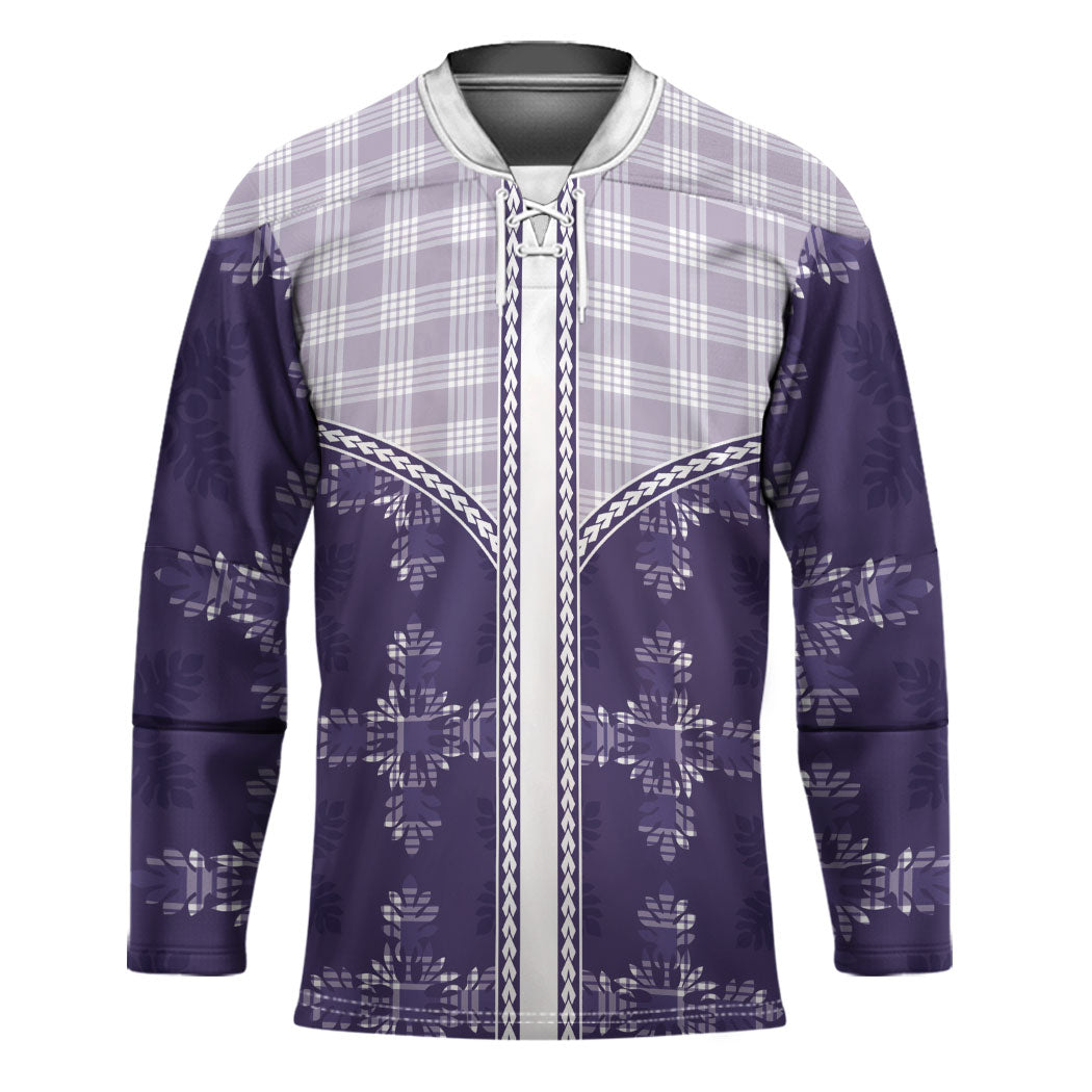 Purple Hawaii Paniolo Quilt Motif Hockey Jersey