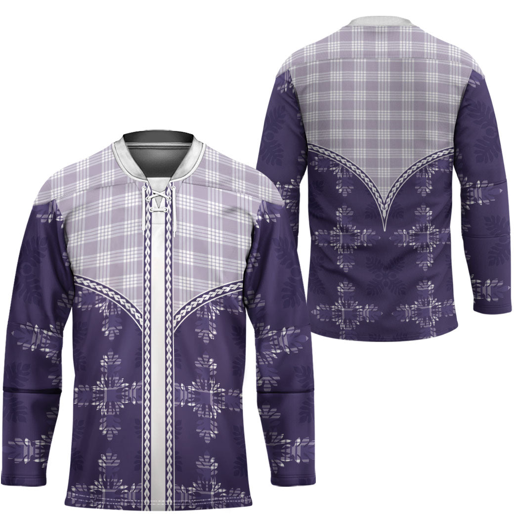 Purple Hawaii Paniolo Quilt Motif Hockey Jersey