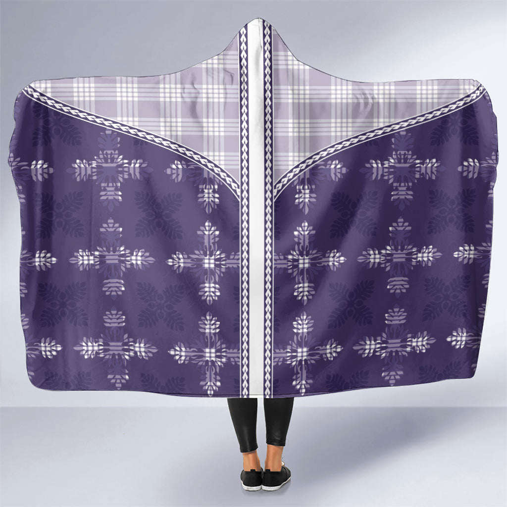 Purple Hawaii Paniolo Quilt Motif Hooded Blanket LT05 One Size Purple - Polynesian Pride