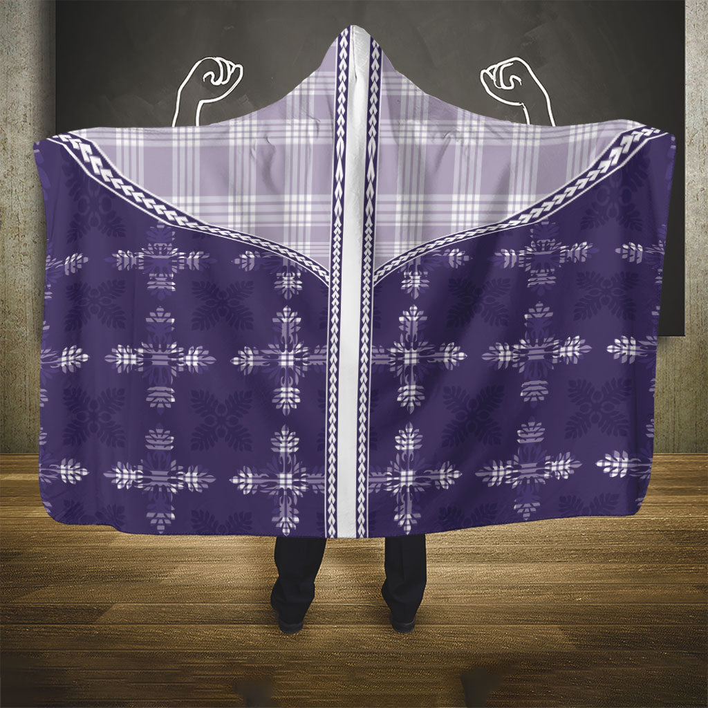 Purple Hawaii Paniolo Quilt Motif Hooded Blanket