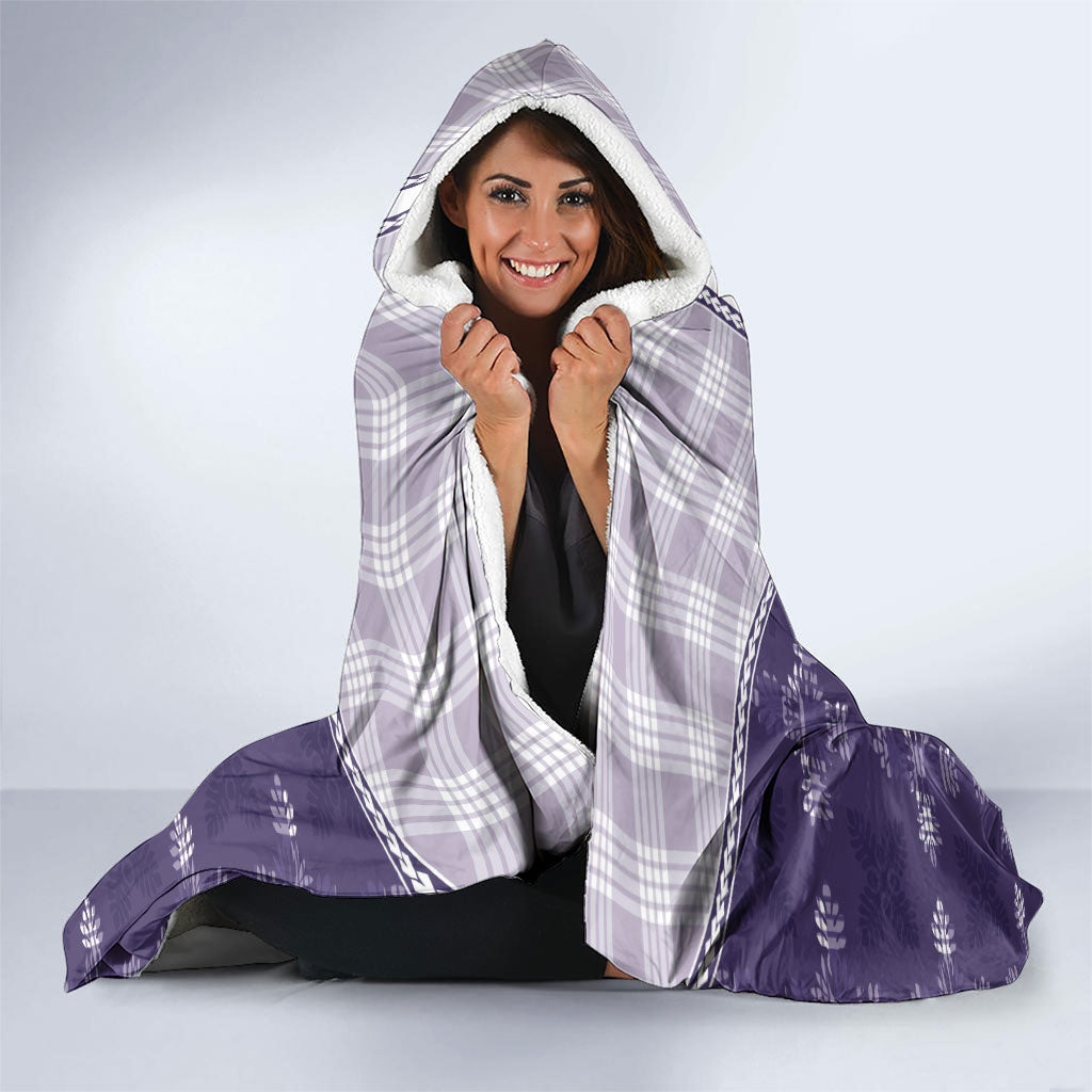 Purple Hawaii Paniolo Quilt Motif Hooded Blanket