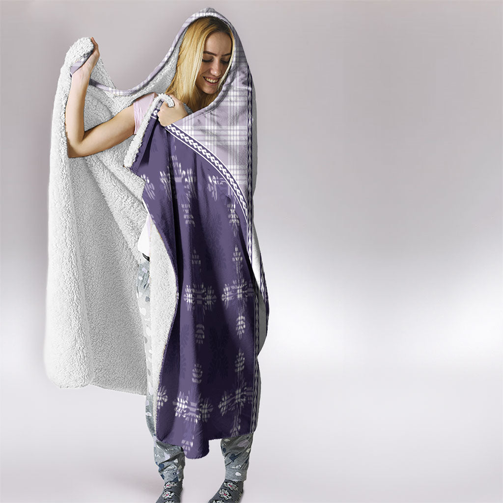 Purple Hawaii Paniolo Quilt Motif Hooded Blanket