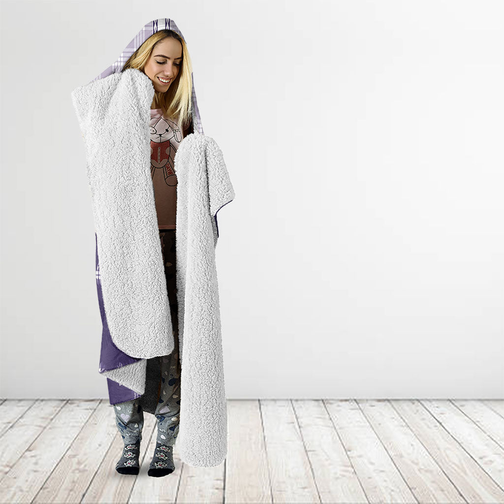 Purple Hawaii Paniolo Quilt Motif Hooded Blanket