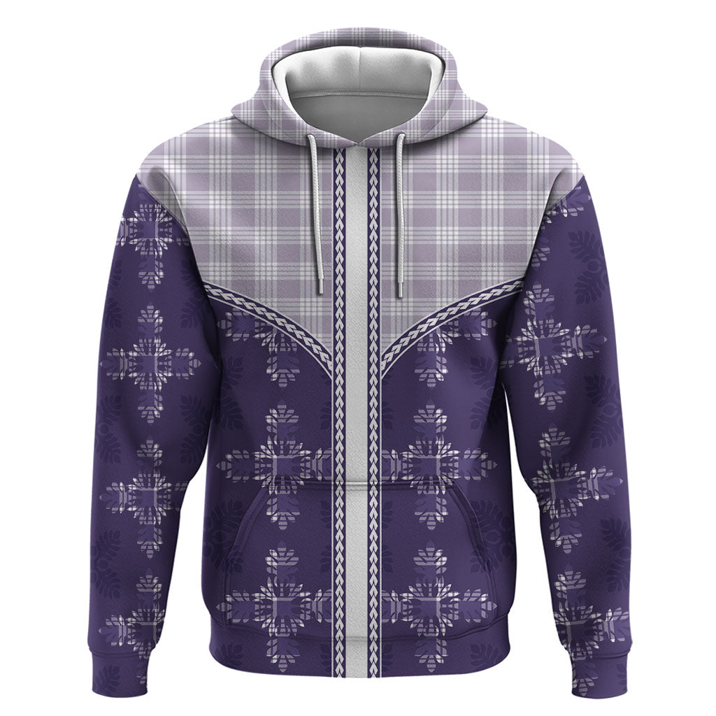 Purple Hawaii Paniolo Quilt Motif Hoodie