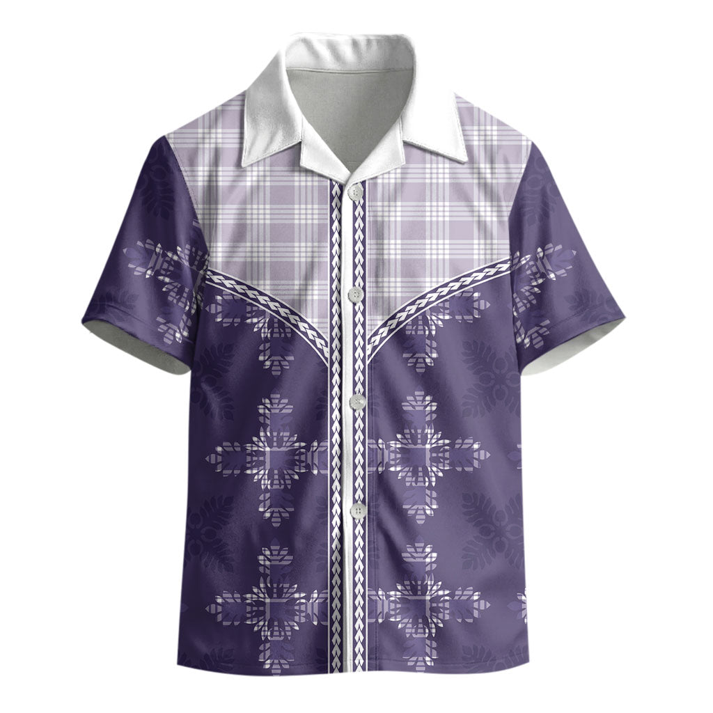 Purple Hawaii Paniolo Quilt Motif Kid Hawaiian Shirt