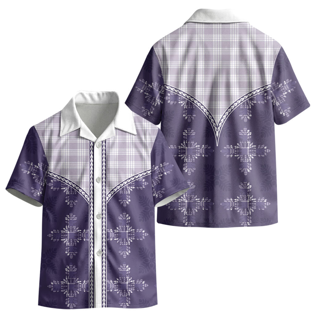 Purple Hawaii Paniolo Quilt Motif Kid Hawaiian Shirt
