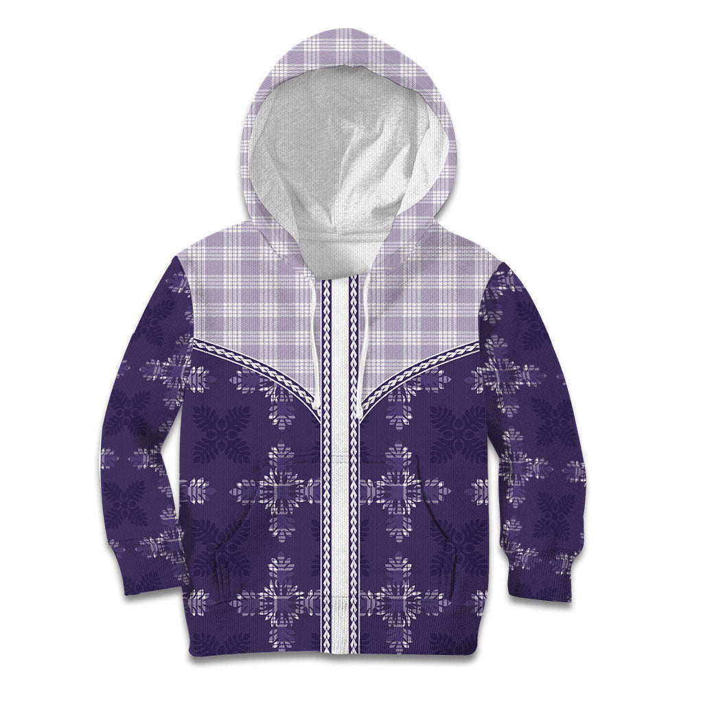 Purple Hawaii Paniolo Quilt Motif Kid Hoodie