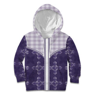 Purple Hawaii Paniolo Quilt Motif Kid Hoodie