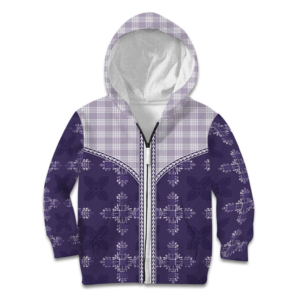 Purple Hawaii Paniolo Quilt Motif Kid Hoodie
