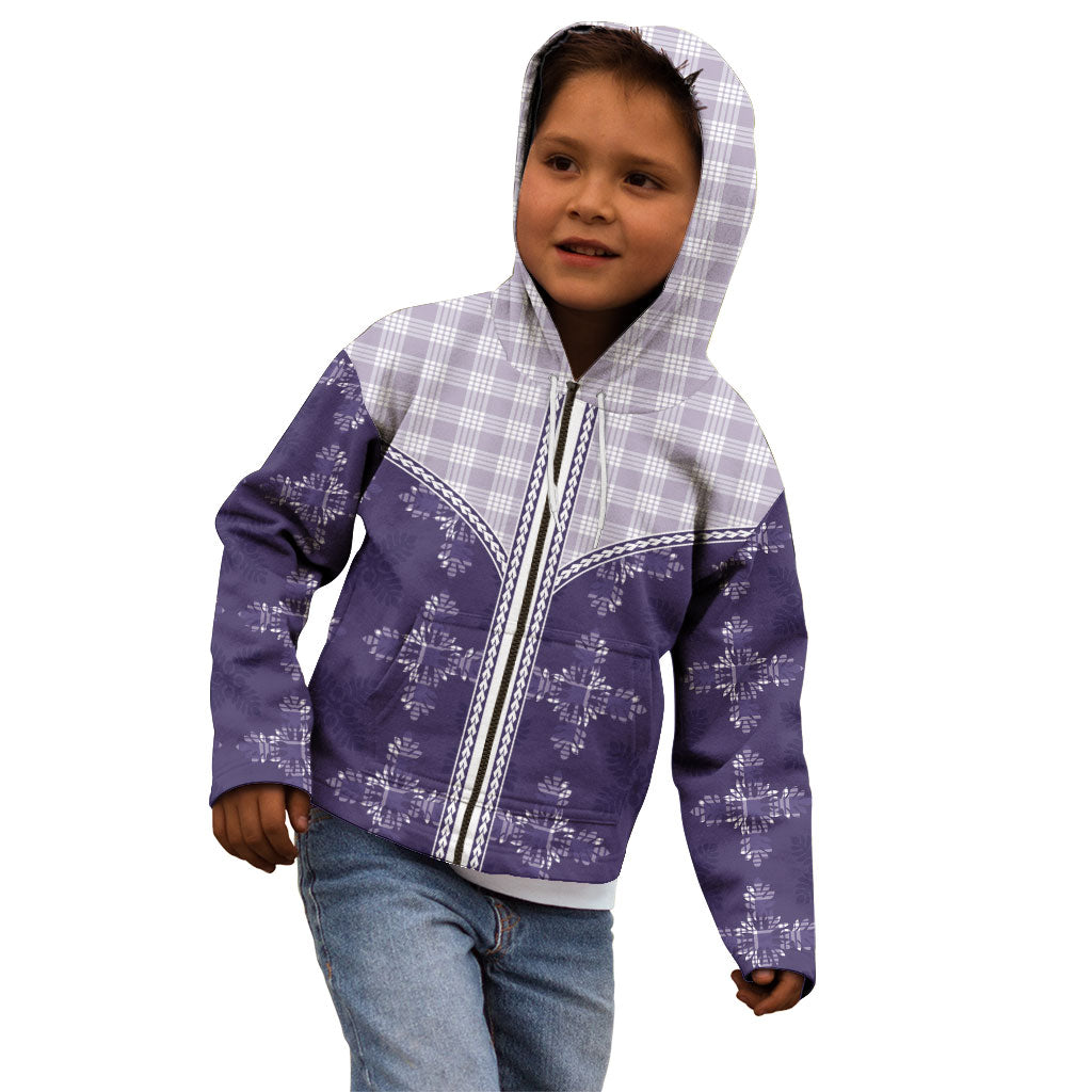 Purple Hawaii Paniolo Quilt Motif Kid Hoodie