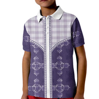 Purple Hawaii Paniolo Quilt Motif Kid Polo Shirt