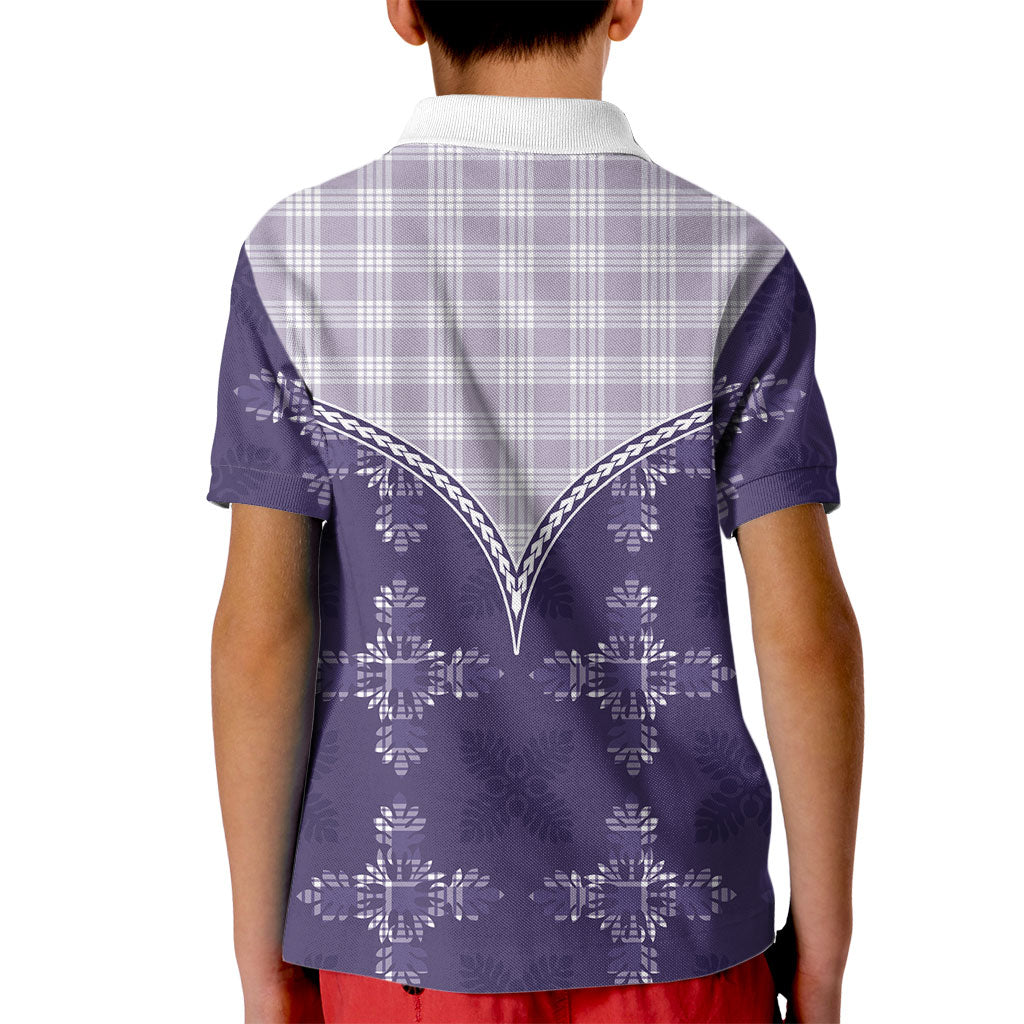Purple Hawaii Paniolo Quilt Motif Kid Polo Shirt