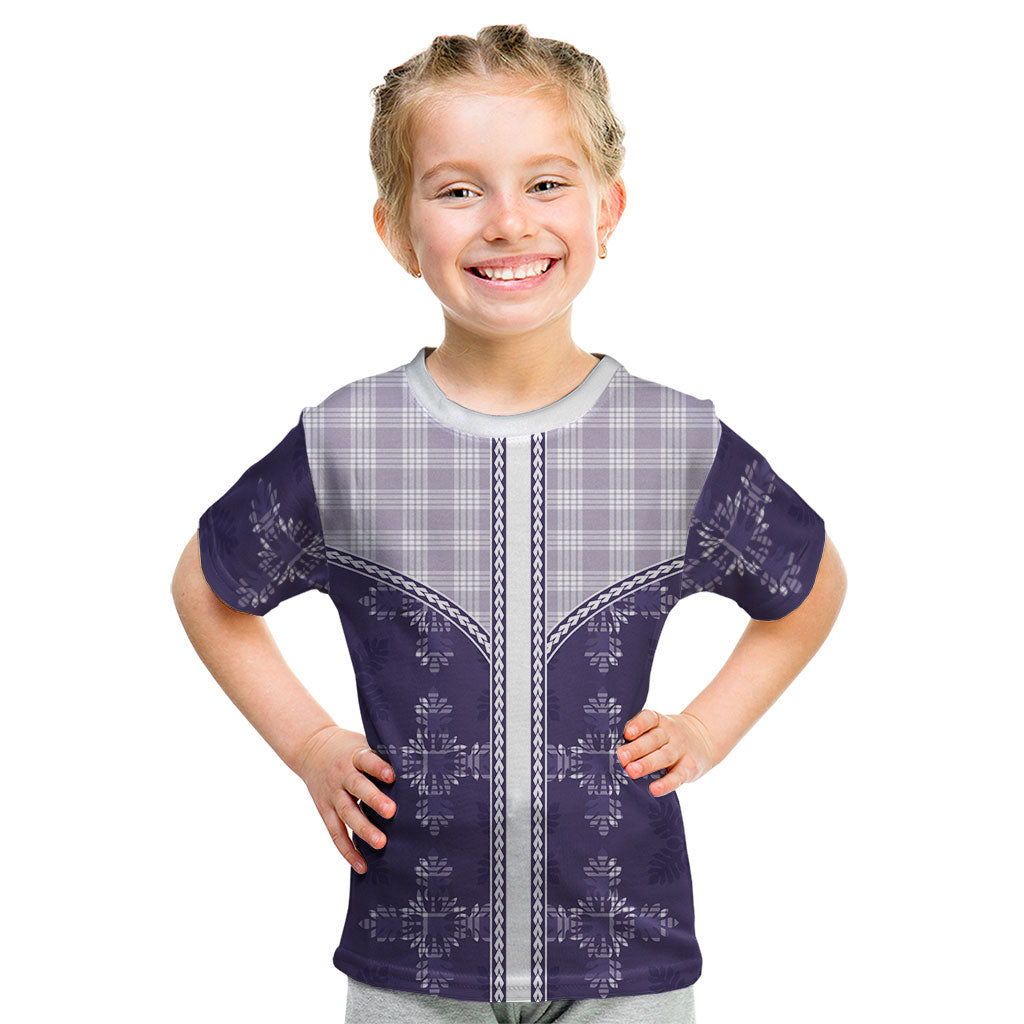 Purple Hawaii Paniolo Quilt Motif Kid T Shirt