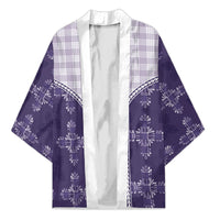 Purple Hawaii Paniolo Quilt Motif Kimono