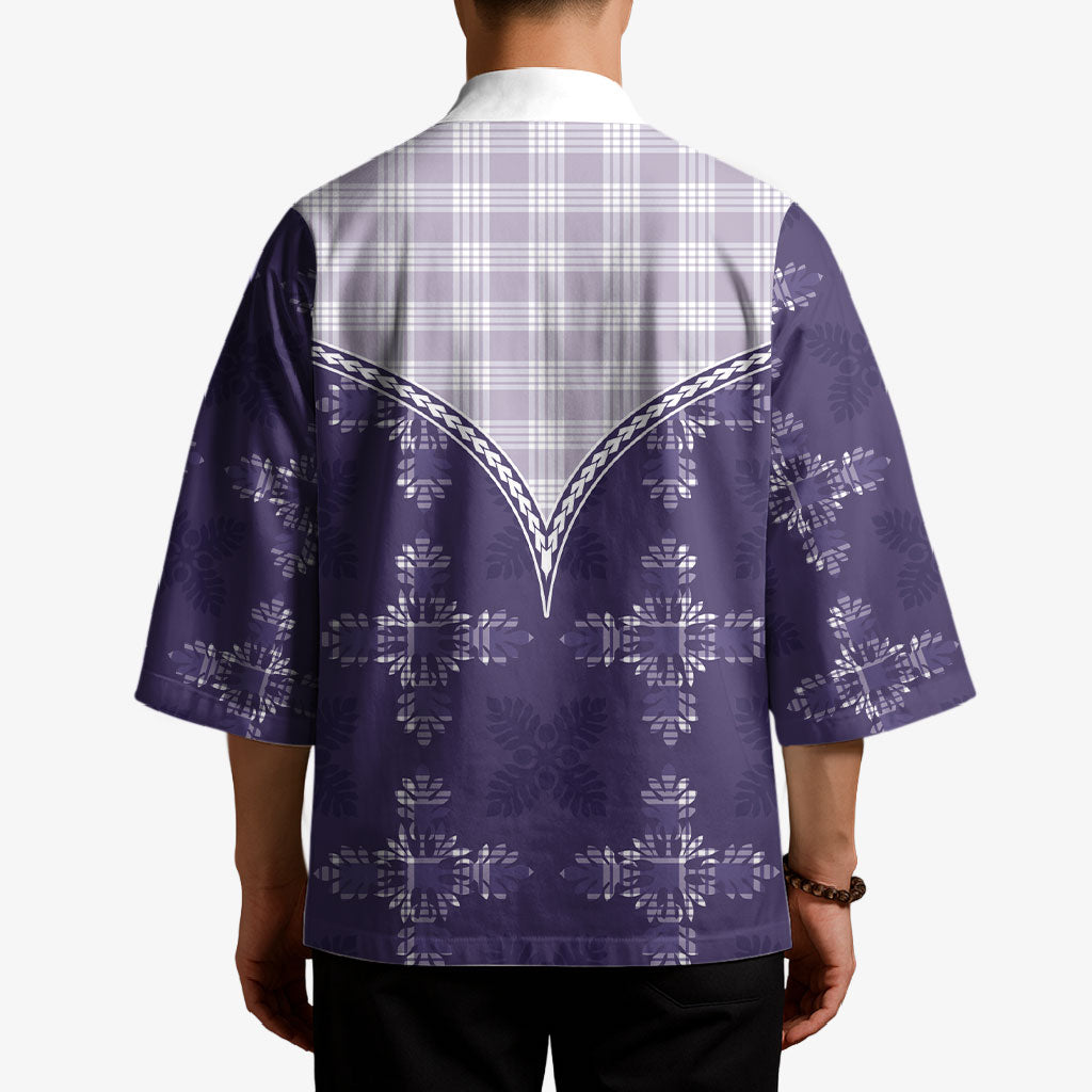 Purple Hawaii Paniolo Quilt Motif Kimono