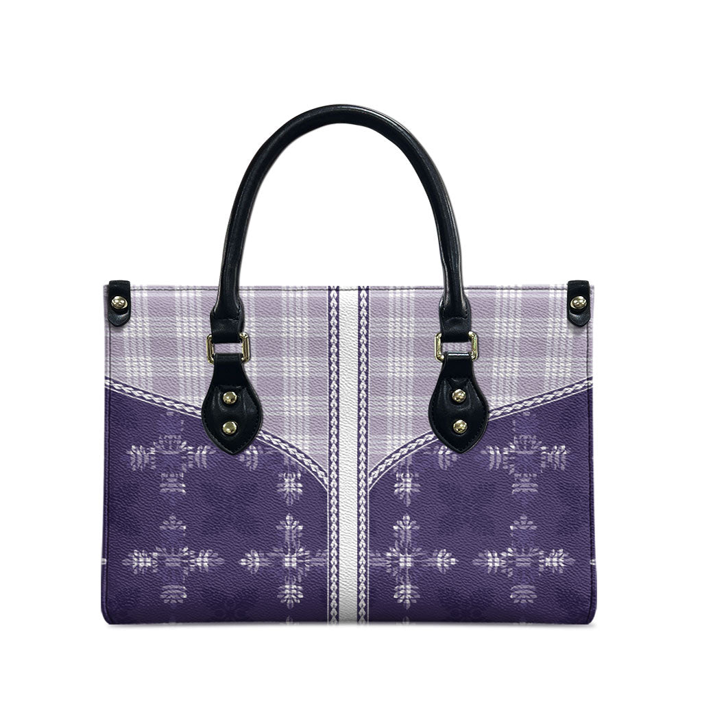 Purple Hawaii Paniolo Quilt Motif Leather Bag