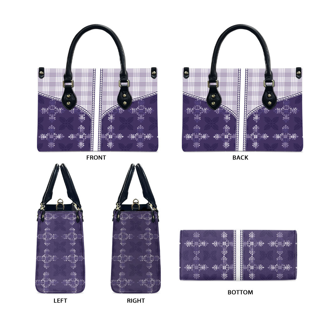 Purple Hawaii Paniolo Quilt Motif Leather Bag
