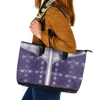 Purple Hawaii Paniolo Quilt Motif Leather Tote Bag