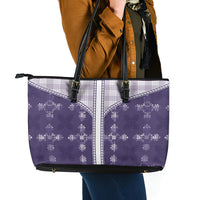 Purple Hawaii Paniolo Quilt Motif Leather Tote Bag