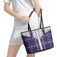 Purple Hawaii Paniolo Quilt Motif Leather Tote Bag