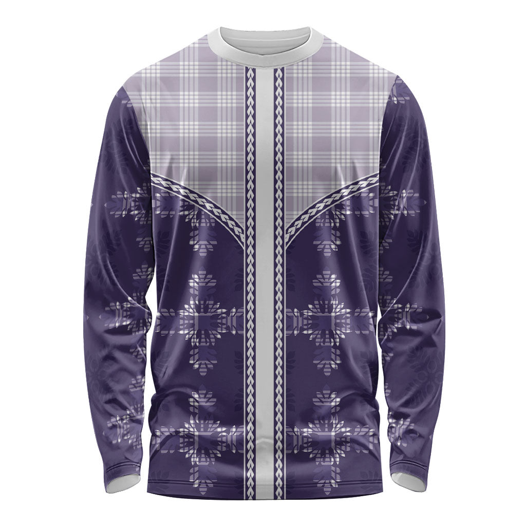 Purple Hawaii Paniolo Quilt Motif Long Sleeve Shirt LT05 Unisex Purple - Polynesian Pride