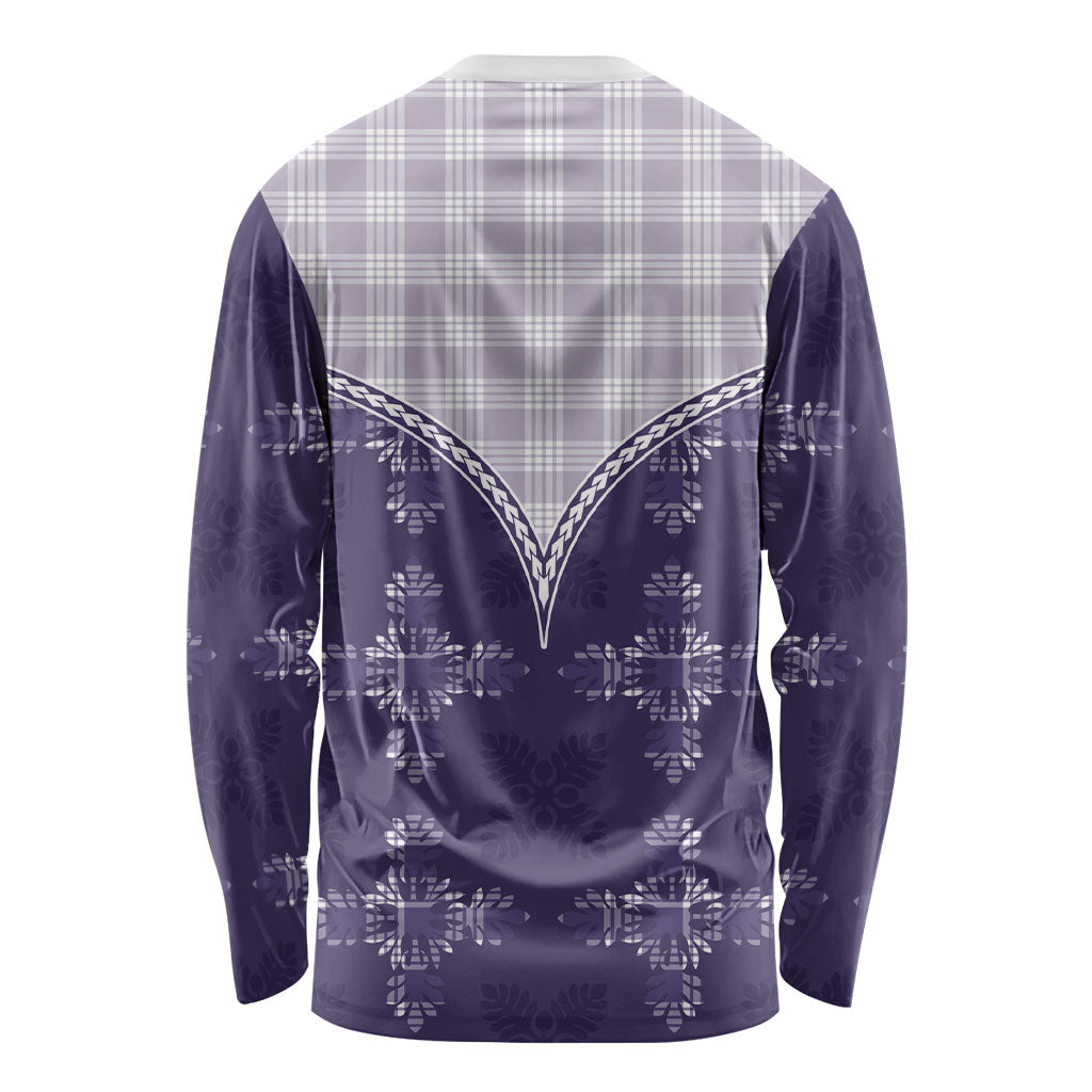 Purple Hawaii Paniolo Quilt Motif Long Sleeve Shirt