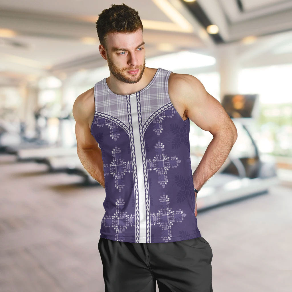 Purple Hawaii Paniolo Quilt Motif Men Tank Top LT05 Purple - Polynesian Pride